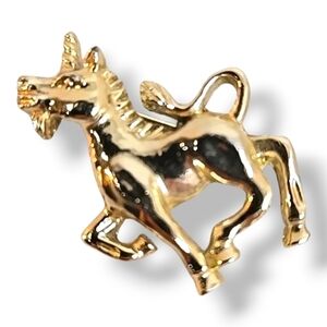 Vintage Gerry’s Unicorn Brooch • Gold Tone Fantasy Horse Pin 1980s